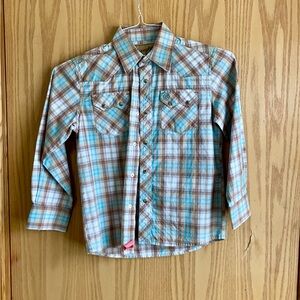 Plaid Kids Shirt - Blue and Brown